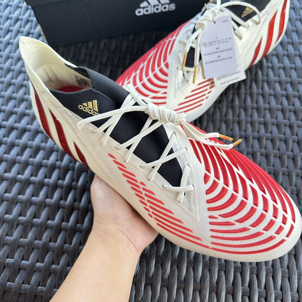 Adidas Predator Edge.1 FG Off White Vivid Red Men's Soccer Cleats H02933 Size 12 - Picture 9 of 15